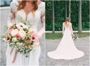 Bridal bouquet and dress