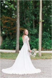 Wedding dress with lace sleeves at Crimson Lane Venue Ohio