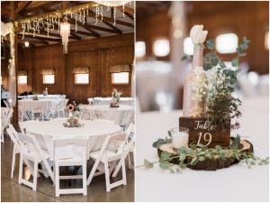 wedding reception details at Ole Zim's Wagon Shed Gibsonburg Oh